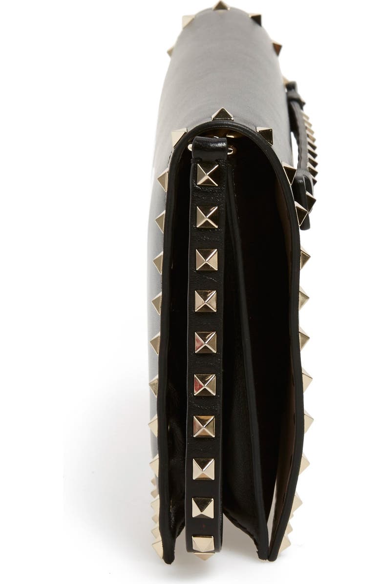 Valentino Garavani Rockstud Leather Flap Clutch, Alternate, color,