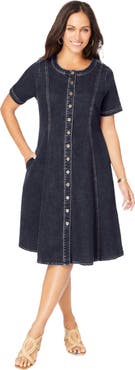 Jessica London Button Front Denim Dress