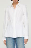 Lafayette 148 New York Pintuck Back Organic Cotton Poplin Button-Up Shirt