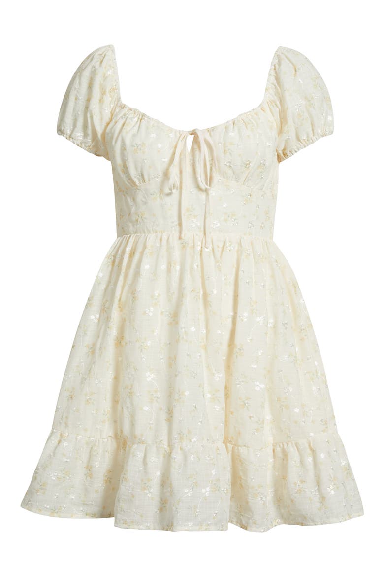 Embroidered Sweetheart Neck Minidress, Alternate, color, IVORY YELLOW