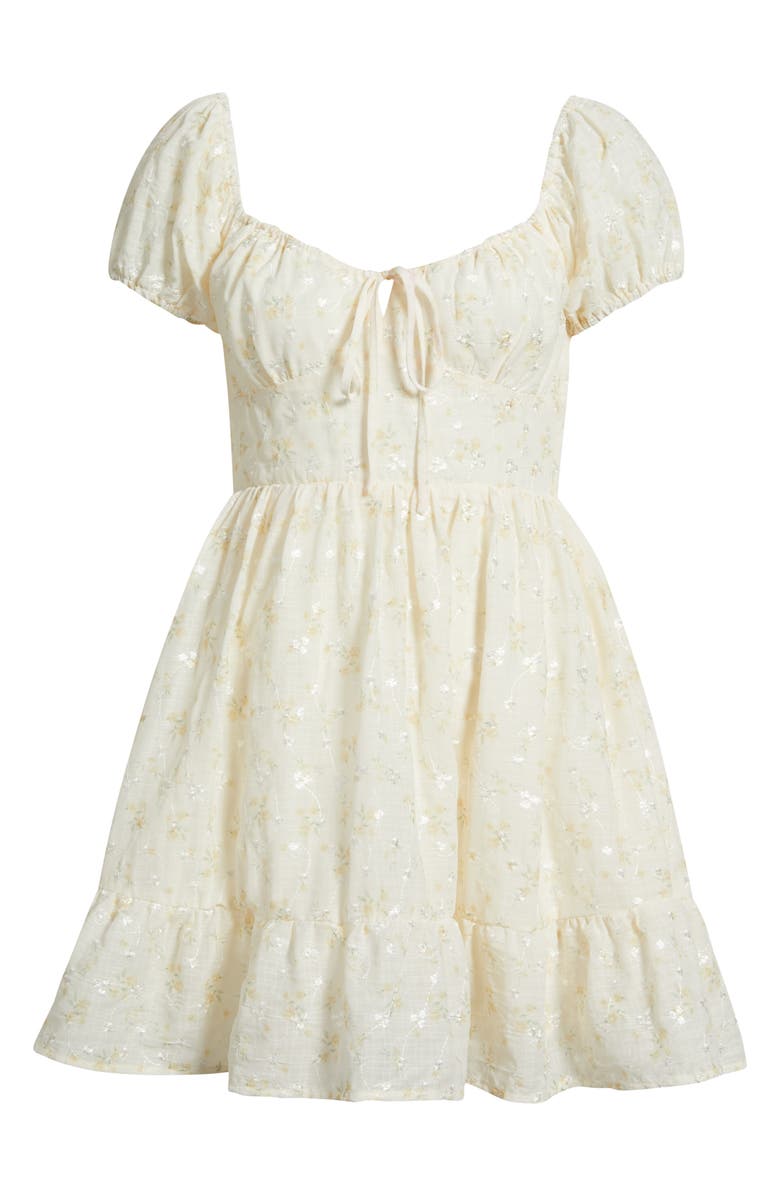 All in Favor Embroidered Sweetheart Neck Minidress, Alternate, color, Ivory Yellow