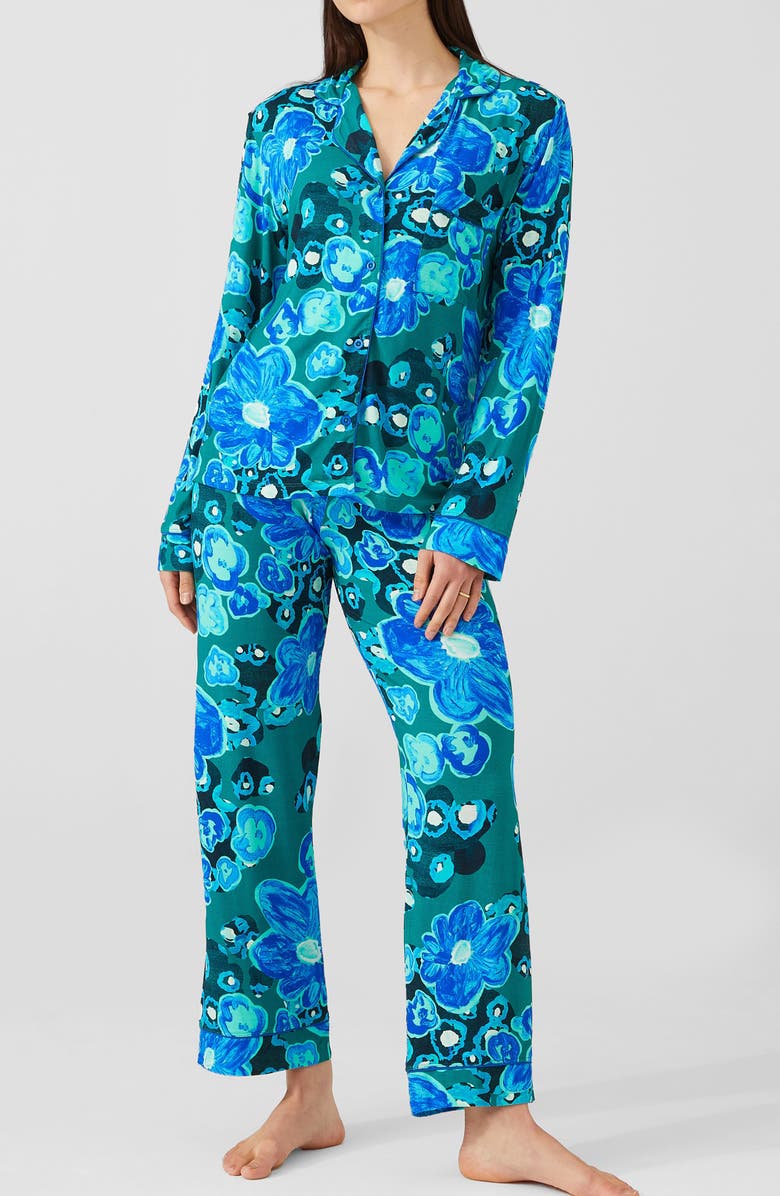 Alivia Sofia Print Crop Pajamas, Main, color, Floral Pond Jade