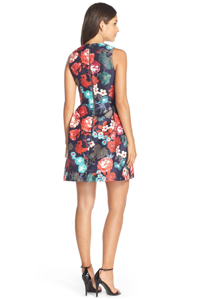 Floral Print Woven Fit & Flare Dress, Alternate, color, MULTI