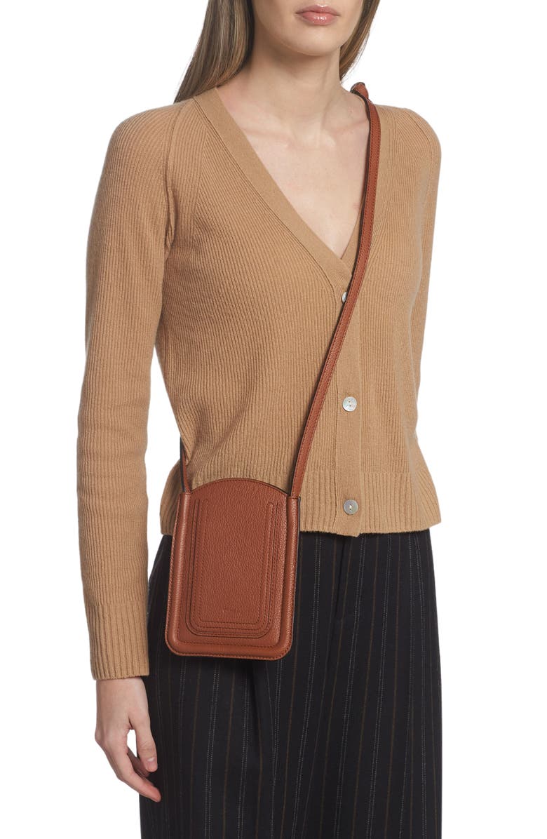 Chloé Marcie Leather Phone Pouch on Strap, Alternate, color,