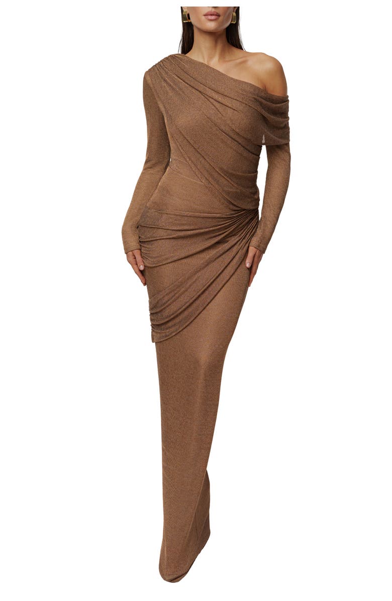 JLUXLABEL Opulent Metallic Bodysuit, Alternate, color, Bronze