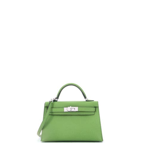 Kelly Mini II Bag Green Epsom with Palladium Hardware 20