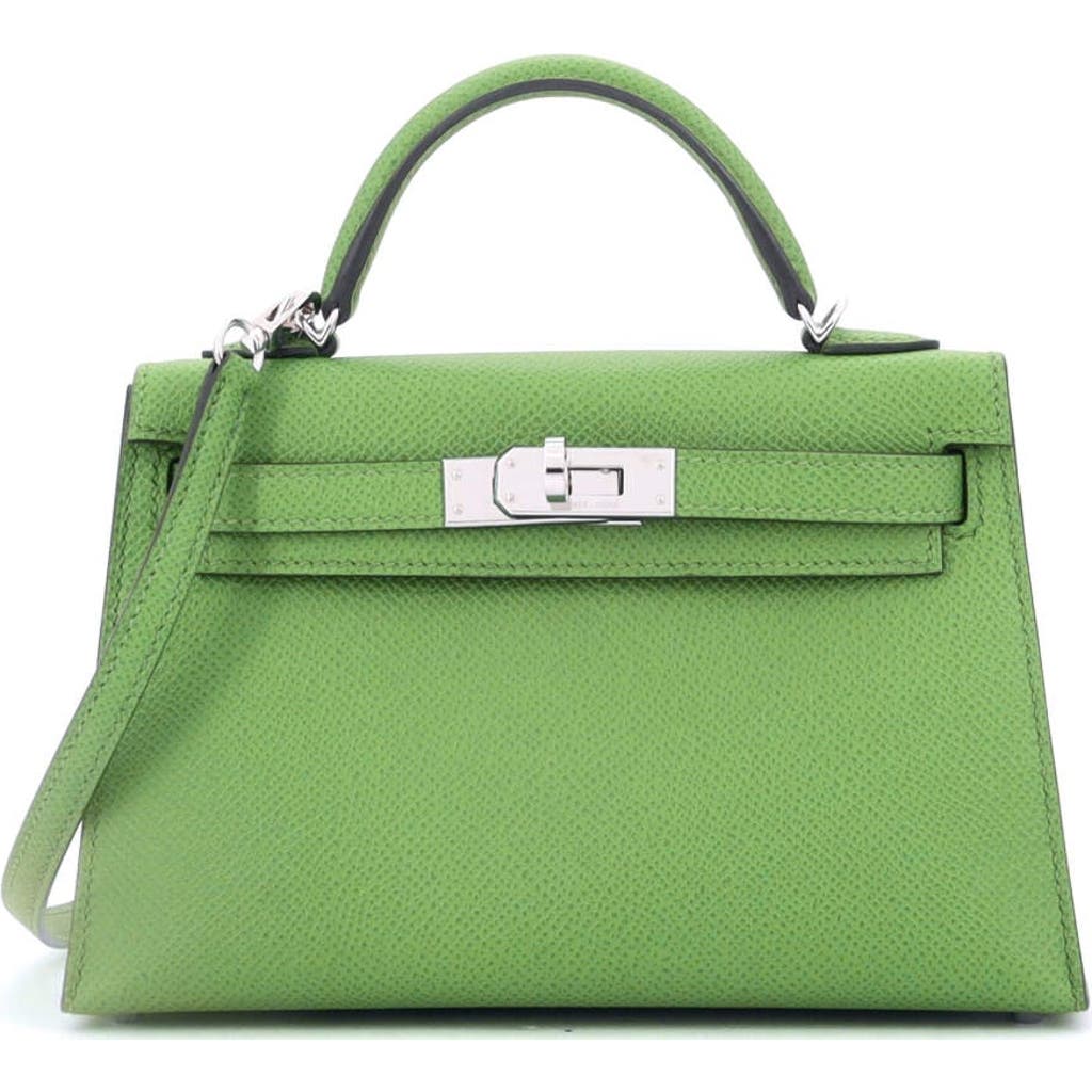 Pre-owned Hermes Hermes Kelly Mini Ii Bag Green Epsom With Palladium Hardware 20 In Green
