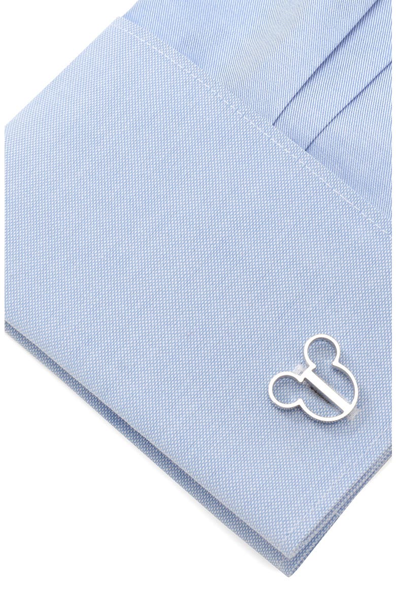 Mickey Mouse Silhouette Cuff Links, Alternate, color, SILVER