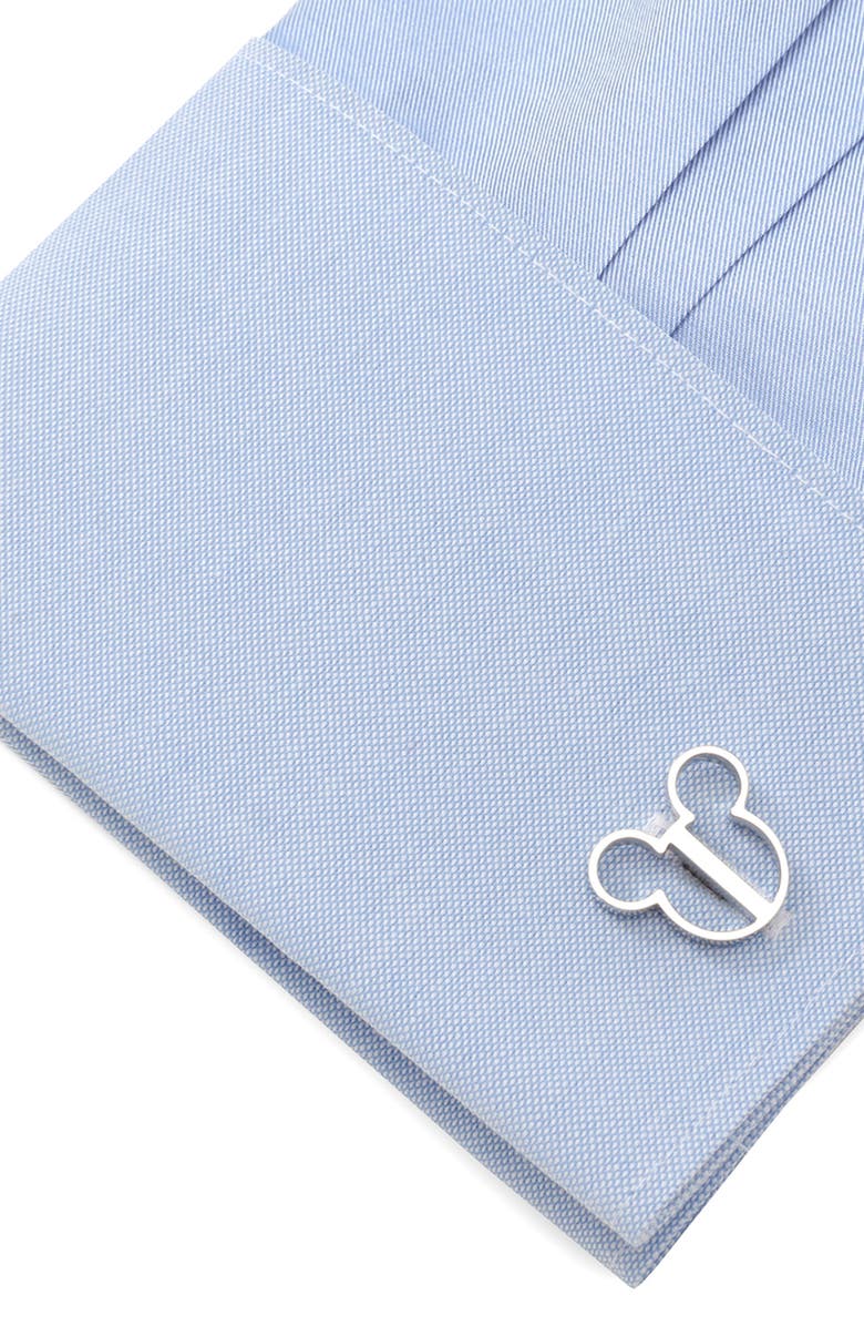Cufflinks, Inc. Mickey Mouse Silhouette Cuff Links, Alternate, color, Silver