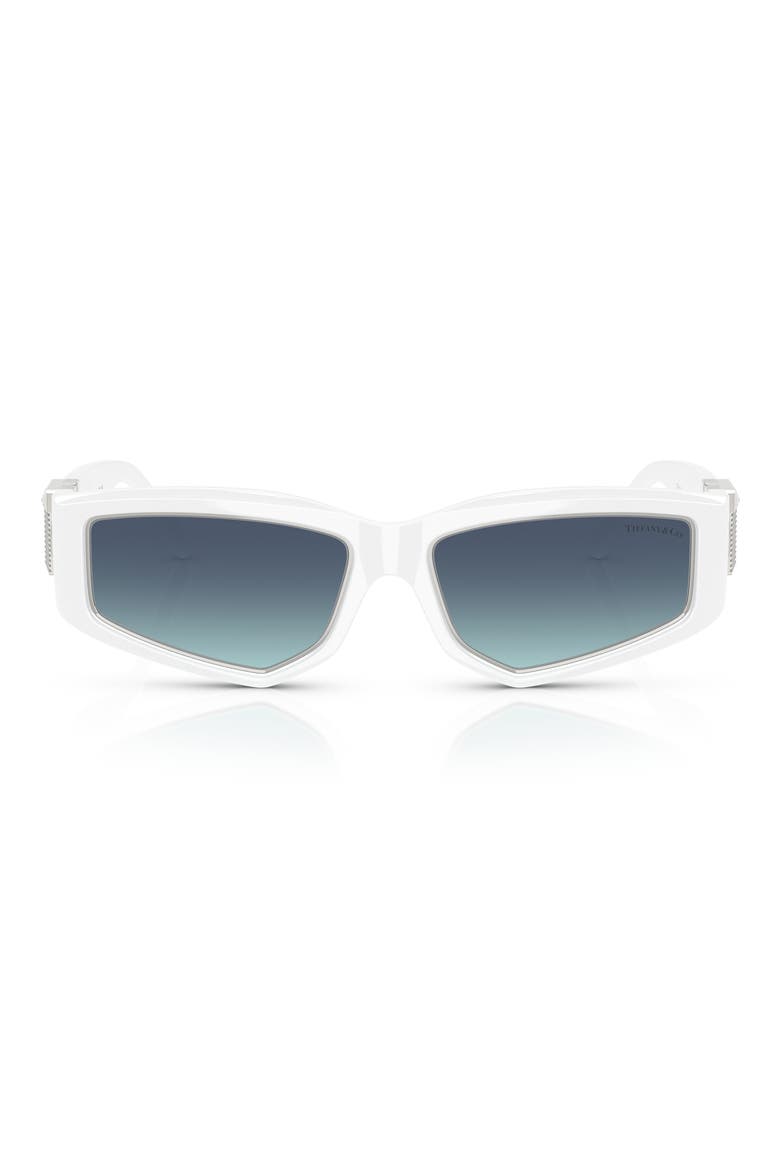55mm Pillow Sunglasses, Main, color, BRIGHT WHITE / AZURE BLUE