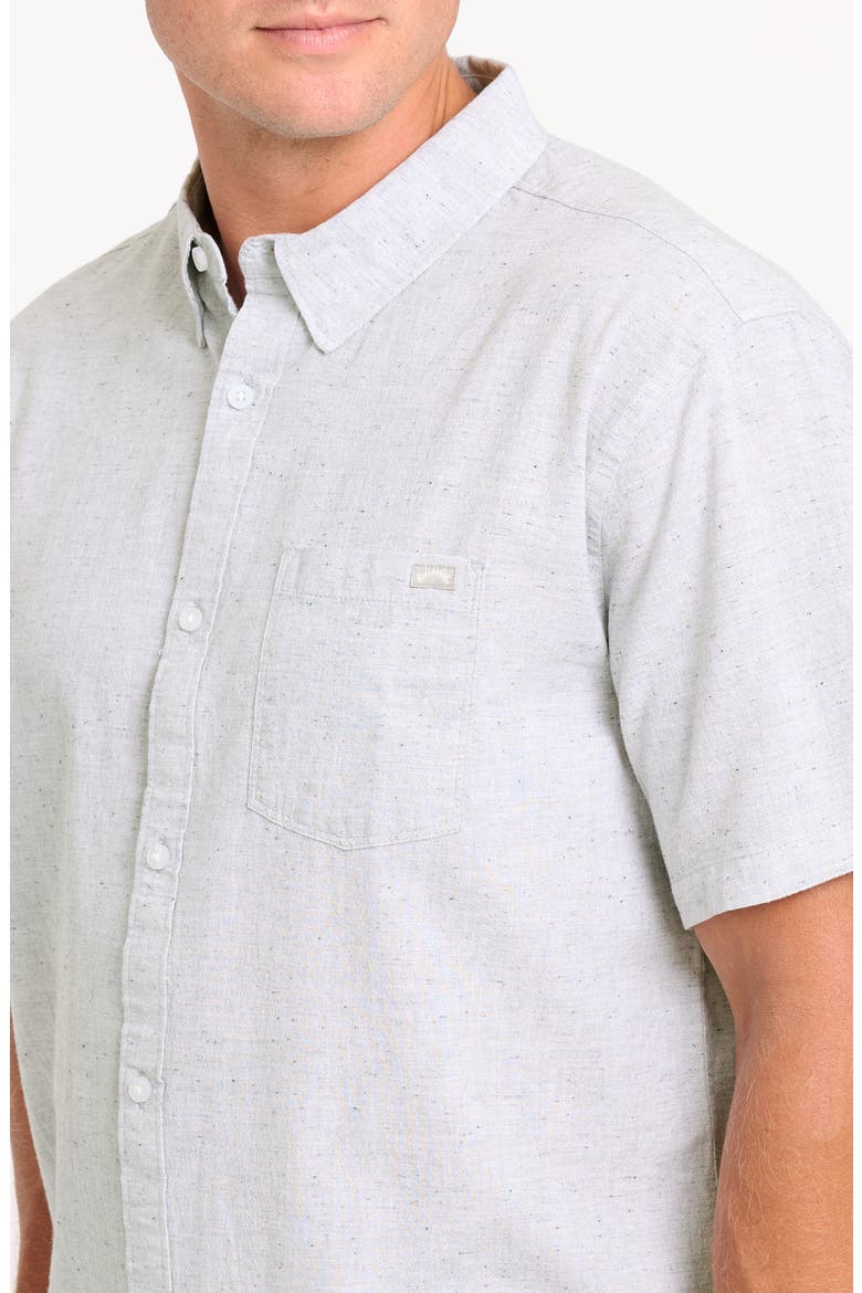 All Day Short Sleeve Slub Cotton Blend Button-Down Shirt, Alternate, color, ALLOY