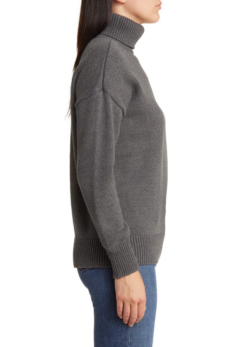 Rib Turtleneck Sweater, Alternate, color, HEATHER GRAPHITE