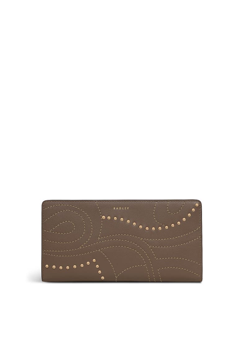 Coin Street - Stud Large Bifold Wallet, Main, color, Coffee