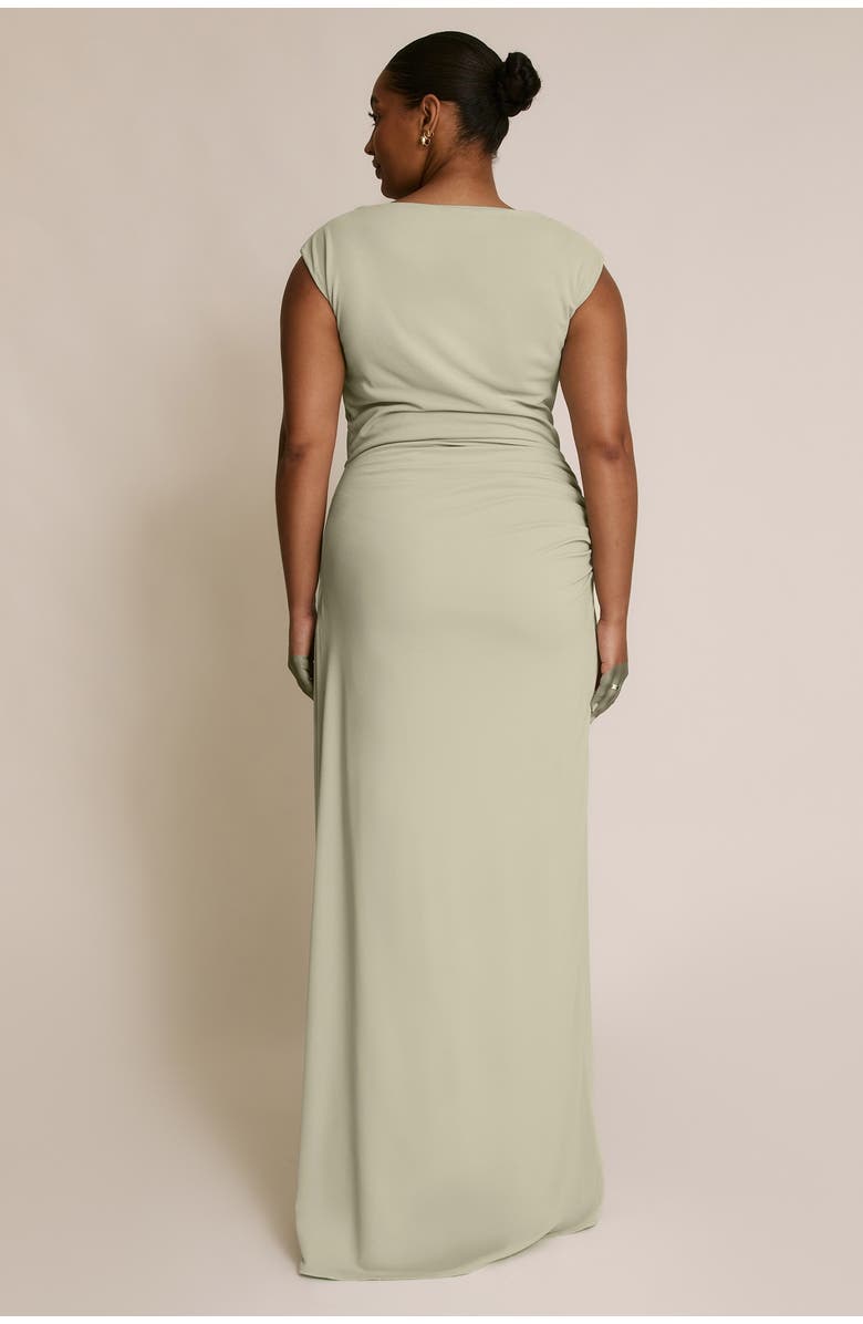 Six Stories Cowl Gathered Short Sleeve Bridesmaid, Alternate, color, Sage