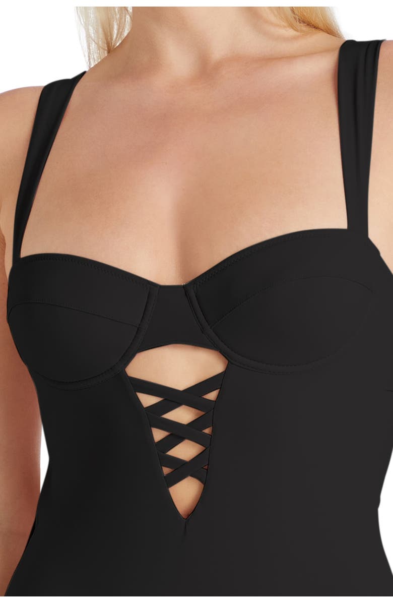 VALIMARE Paris Underwire Cut-out lace detail One-Piece Swimsuit, Alternate, color, Black