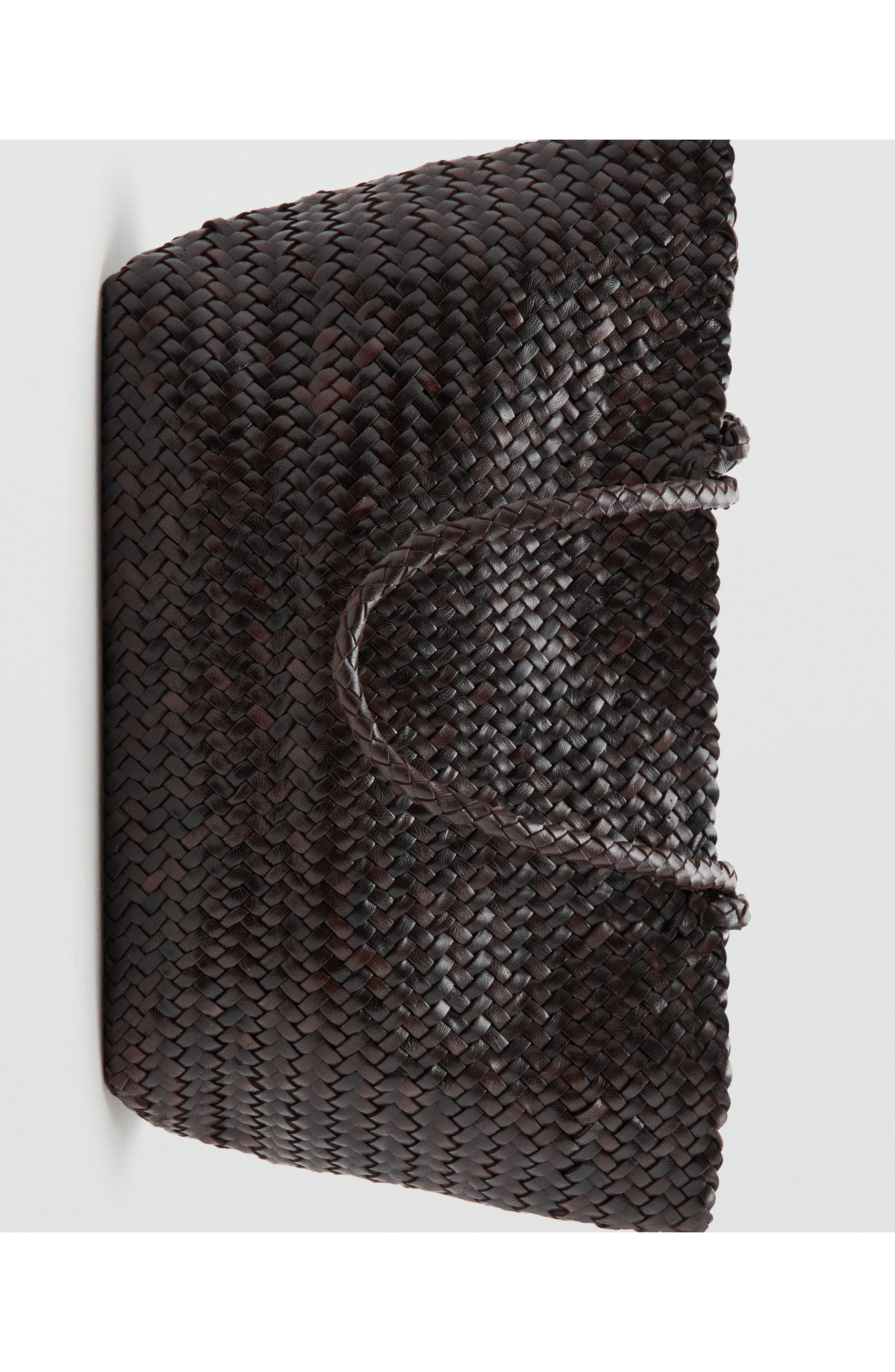 Braided Woven Leather Shopper Bag, Alternate, color, CHOCOLATE