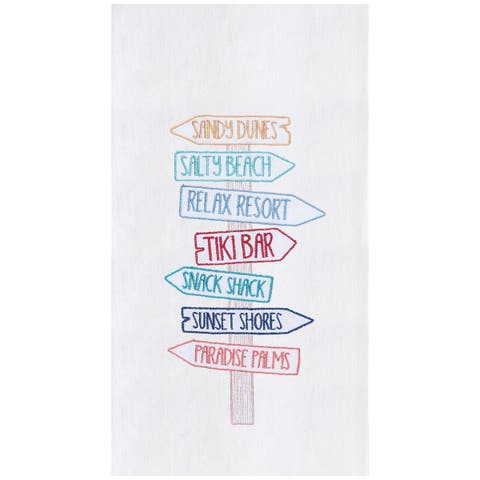 Beach Direction Sign Kitchen and Bathroom Embroidered Hand Towel