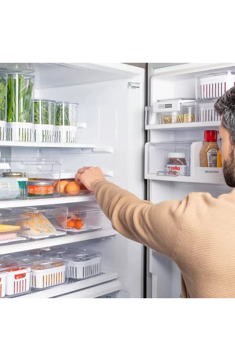 OU Rolling Clear Stackable Egg Holder Organizer, Alternate, color, Clear/White