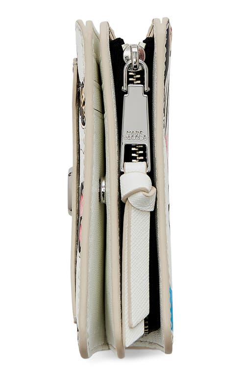 Shop Marc Jacobs The Mini Sticker Compact Bifold Wallet In White Multi