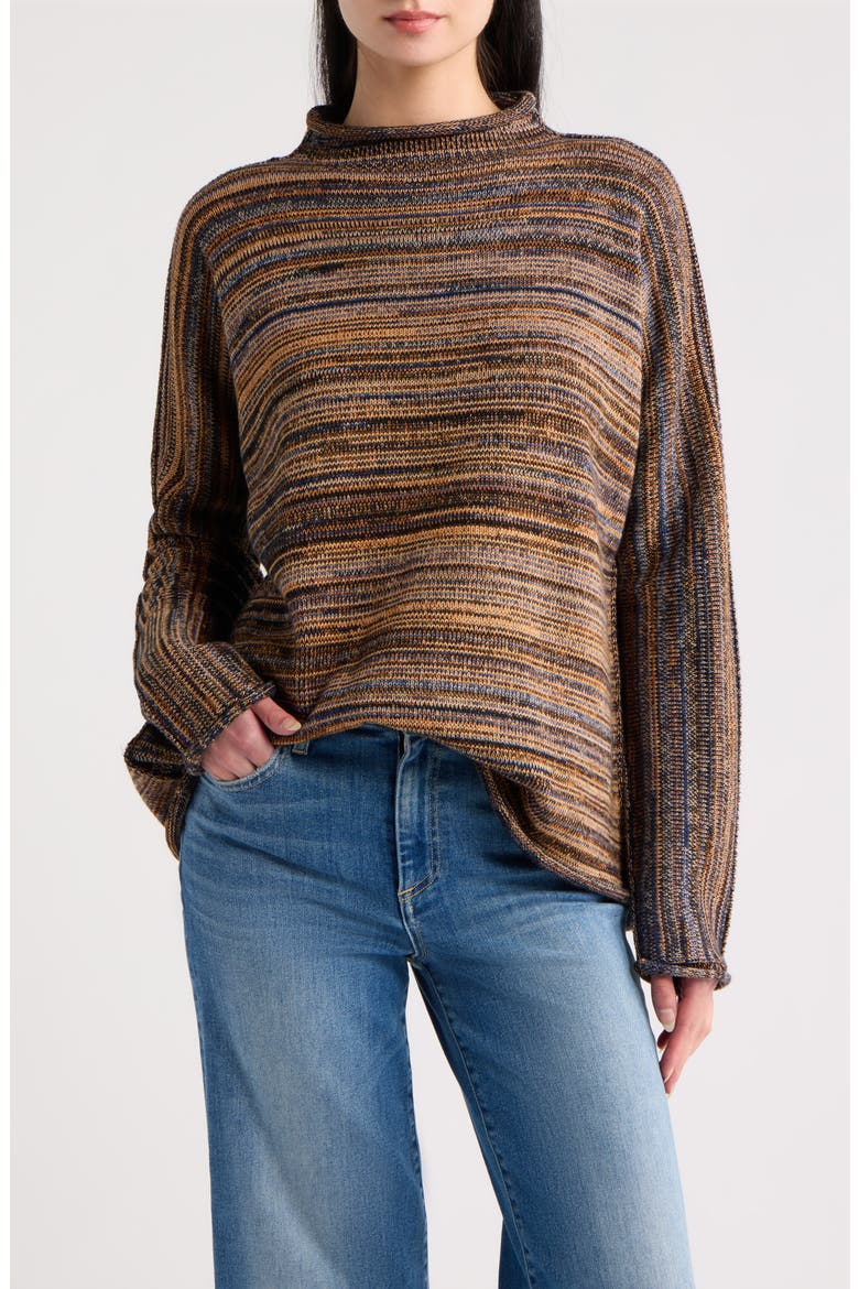 Monterey Rolled Neck Cotton Sweater, Main, color, HARVEST