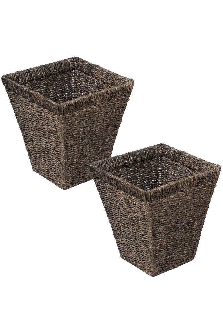 Handwoven Seagrass 2.3-Gallon Tapered Square Wicker Watebasket, Main, color, Brown