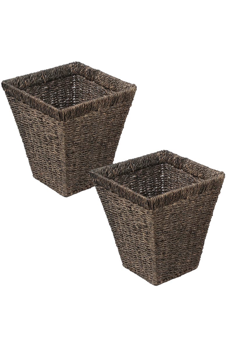 HAPPIMESS Alden Handwoven Seagrass 2.3-Gallon Tapered Square Wicker Watebasket, Main, color, Brown