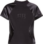 Balenciaga Nano BB Logo Mixed Media Fitted Graphic T-Shirt