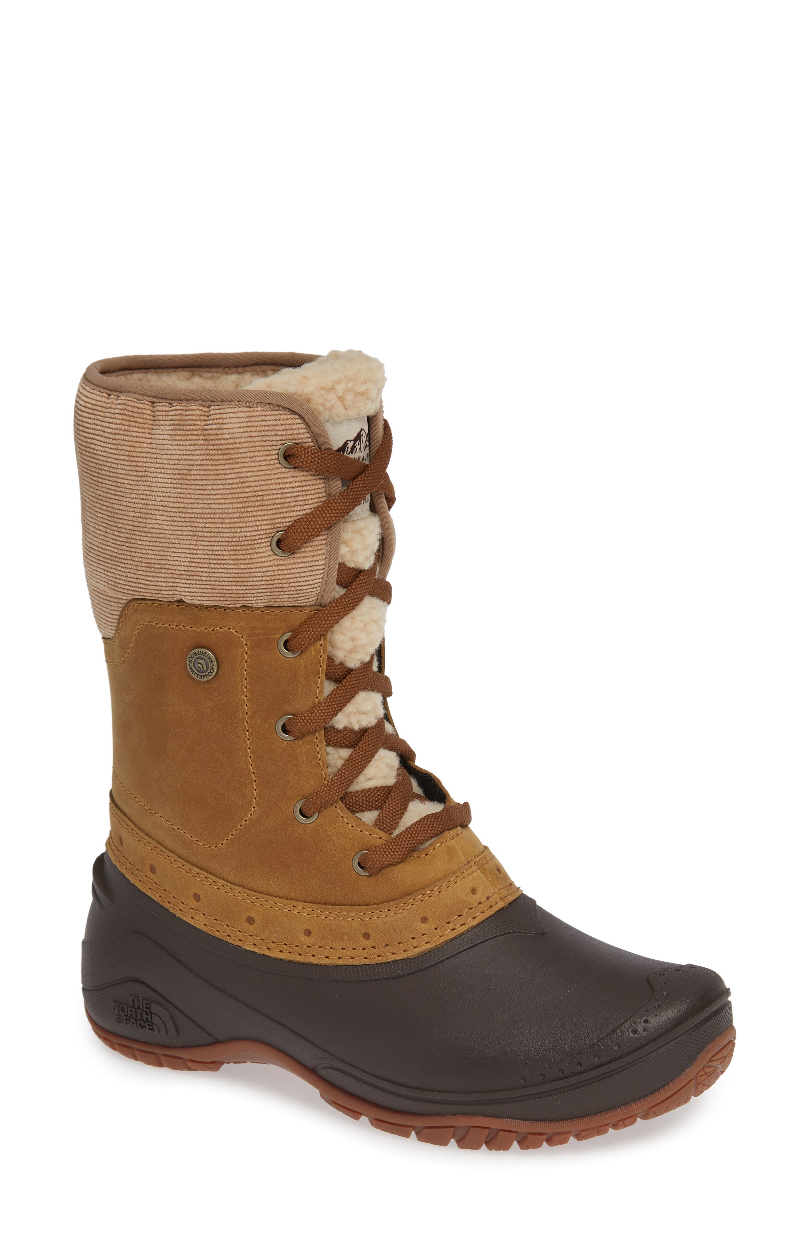 Shellista Roll Cuff Waterproof Insulated Winter Boot, Main, color, GOLDEN BROWN/ COFFEE BROWN