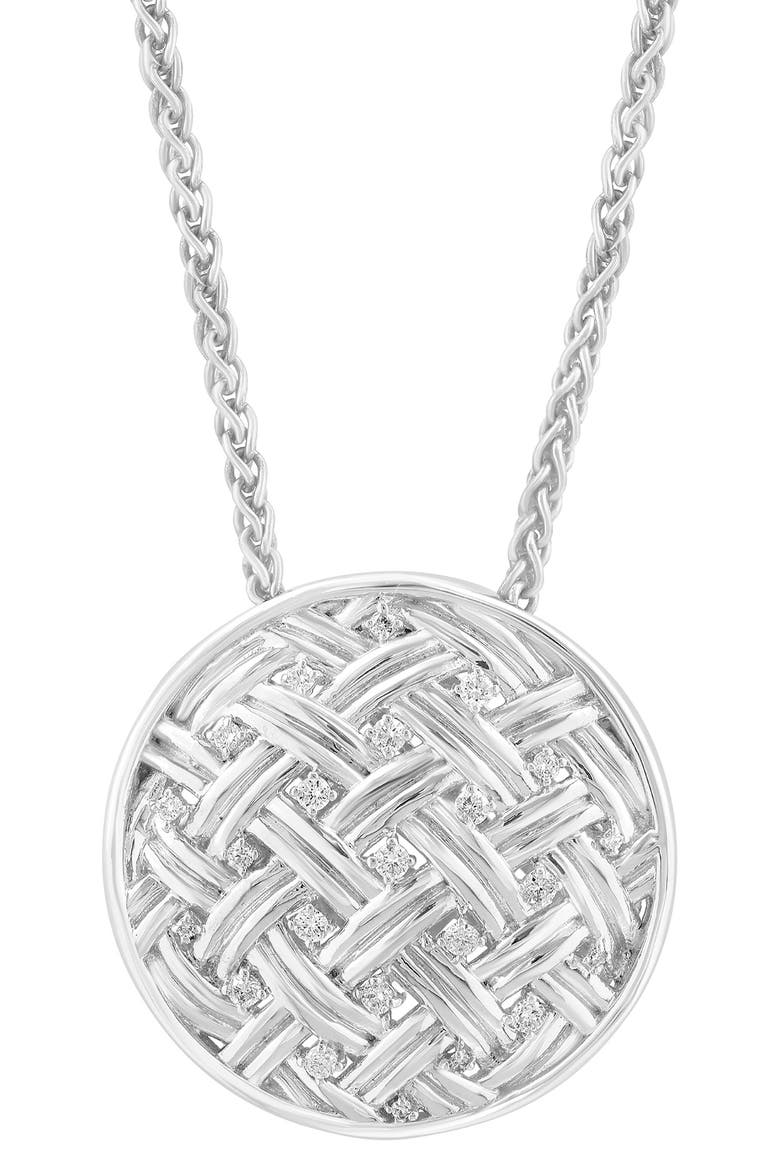 Sterling Silver Diamond Medallion Pendant Necklace, Alternate, color, WHITE