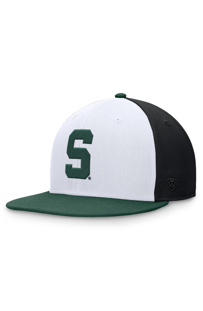 TOP OF THE WORLD Men's Top of the World White/Green Michigan State Spartans Tri-Tone Heritage Collector Fitted Hat, Alternate, color, White