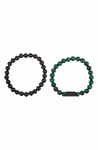 EYE CANDY LOS ANGELES Men's Ben Set of 2 Stone Beaded Stretch Bracelets