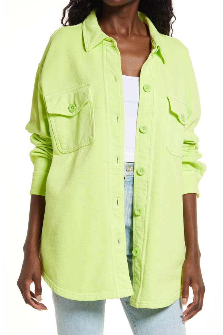 Cotton Fleece Shacket, Main, color, ELECTRIC LIME002
