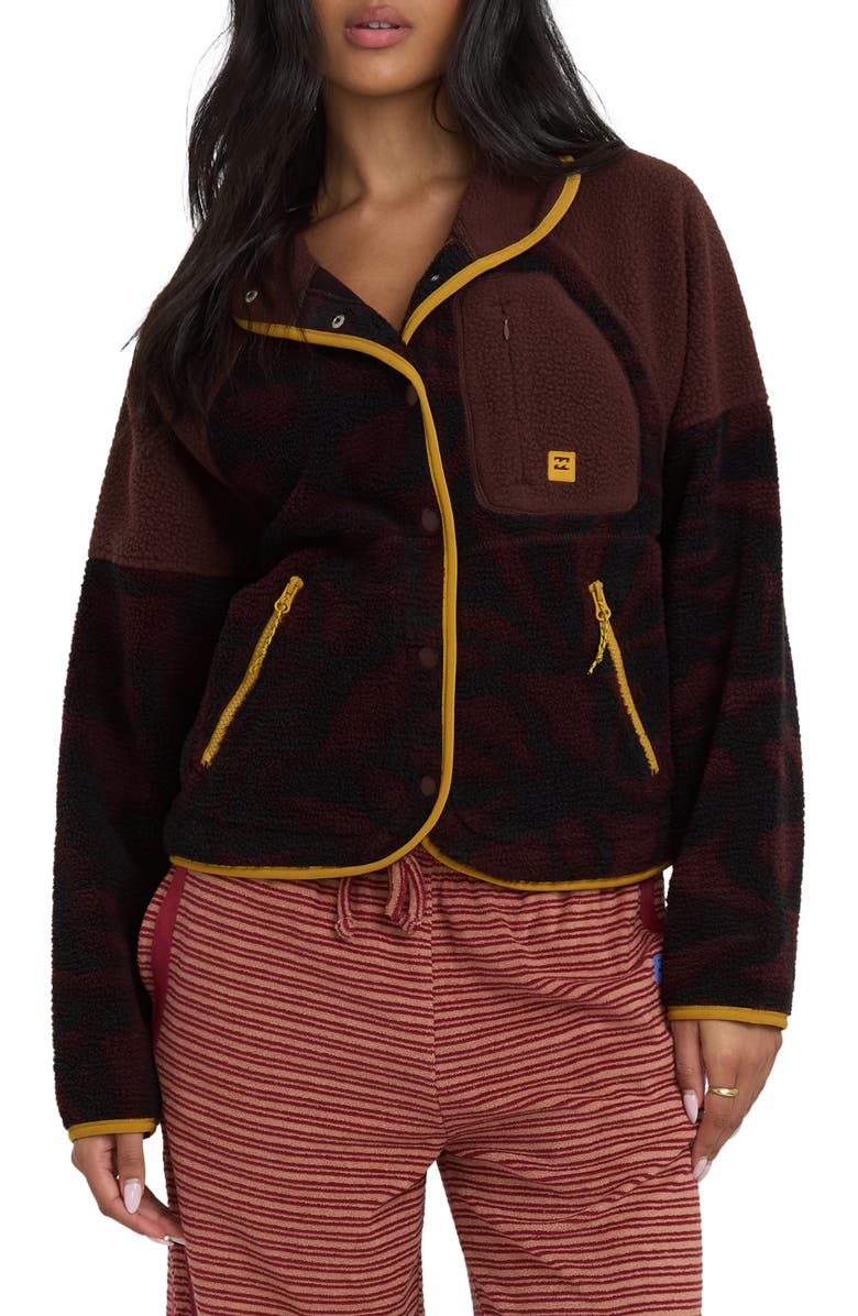 Billabong Popoyo High Pile Fleece Jacket, Main, color, Teak