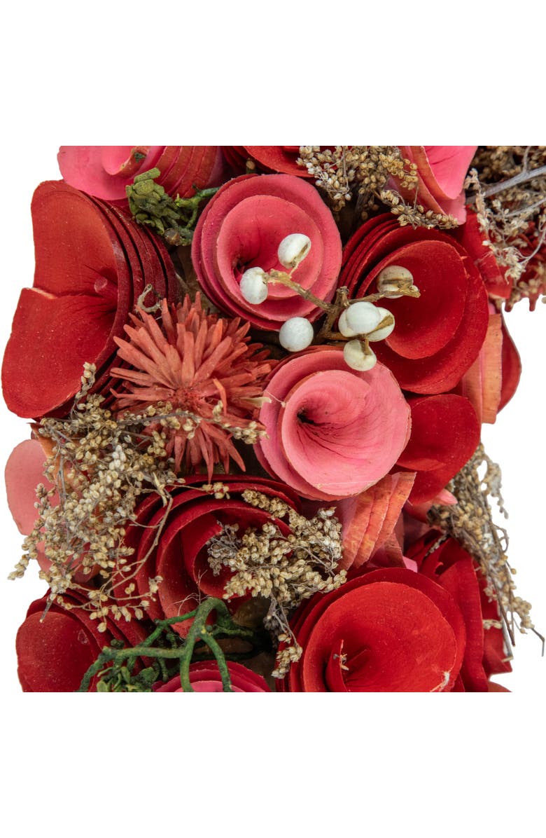 Northlight Artificial Valentine's Day Shaved Wood Roses Wreath - Pink and Red- 12.25" - Pink and Red, Alternate, color, 