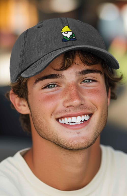 Dalix Gnome Embroidered Dad Hat In Gray