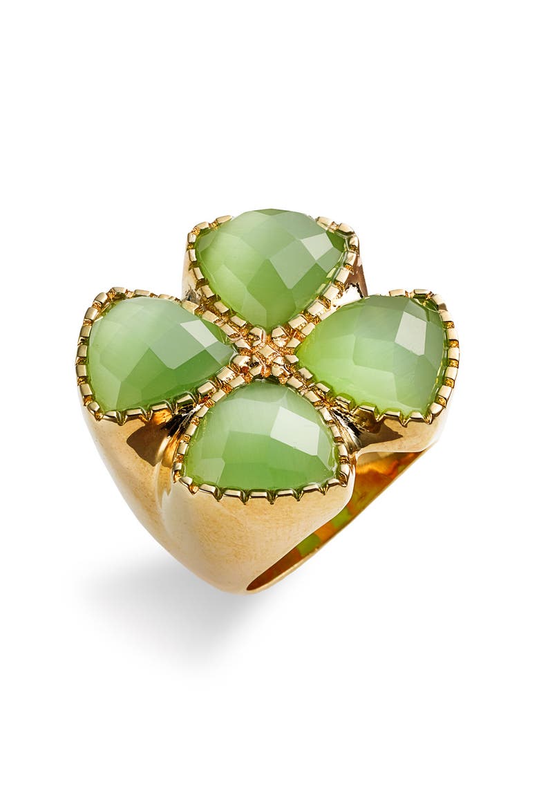 Clover Cat's Eye Ring, Main, color, GREEN