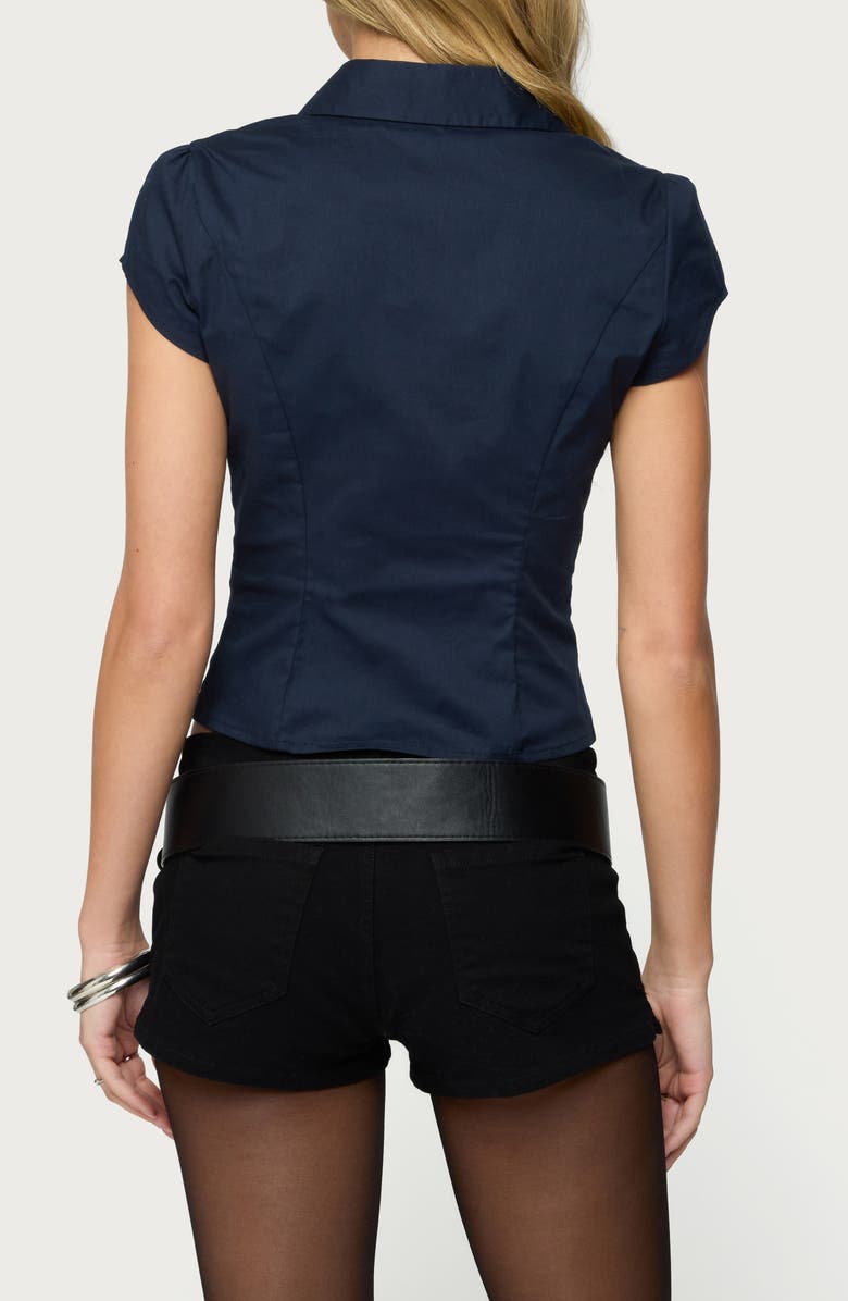 EDIKTED Massie Cap Sleeve Stretch Cotton Button-Up Shirt, Alternate, color, 