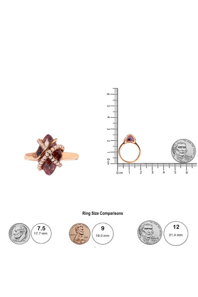 14K Gold 1/5 Ct Diamond Wrapped Amethyst Cocktail Ring, Alternate, color, Pink