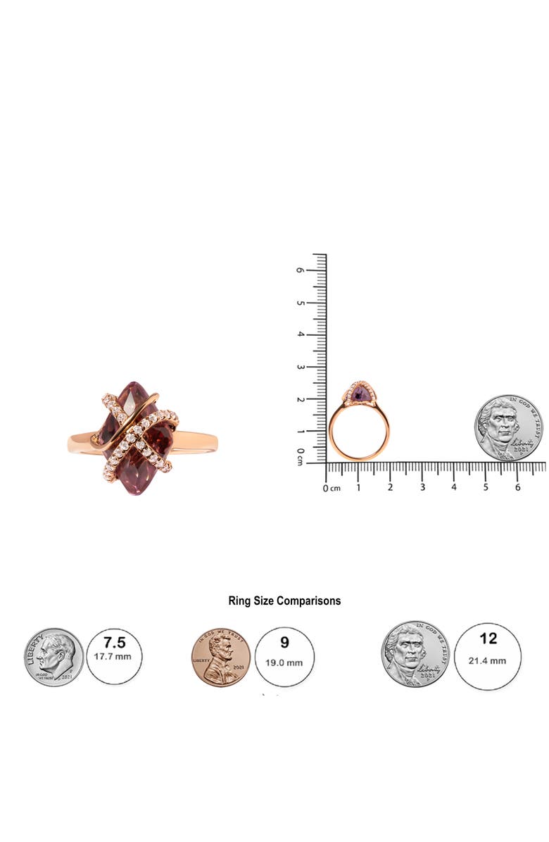 Haus of Brilliance 14K Gold 1/5 Ct Diamond Wrapped Amethyst Cocktail Ring, Alternate, color, Pink