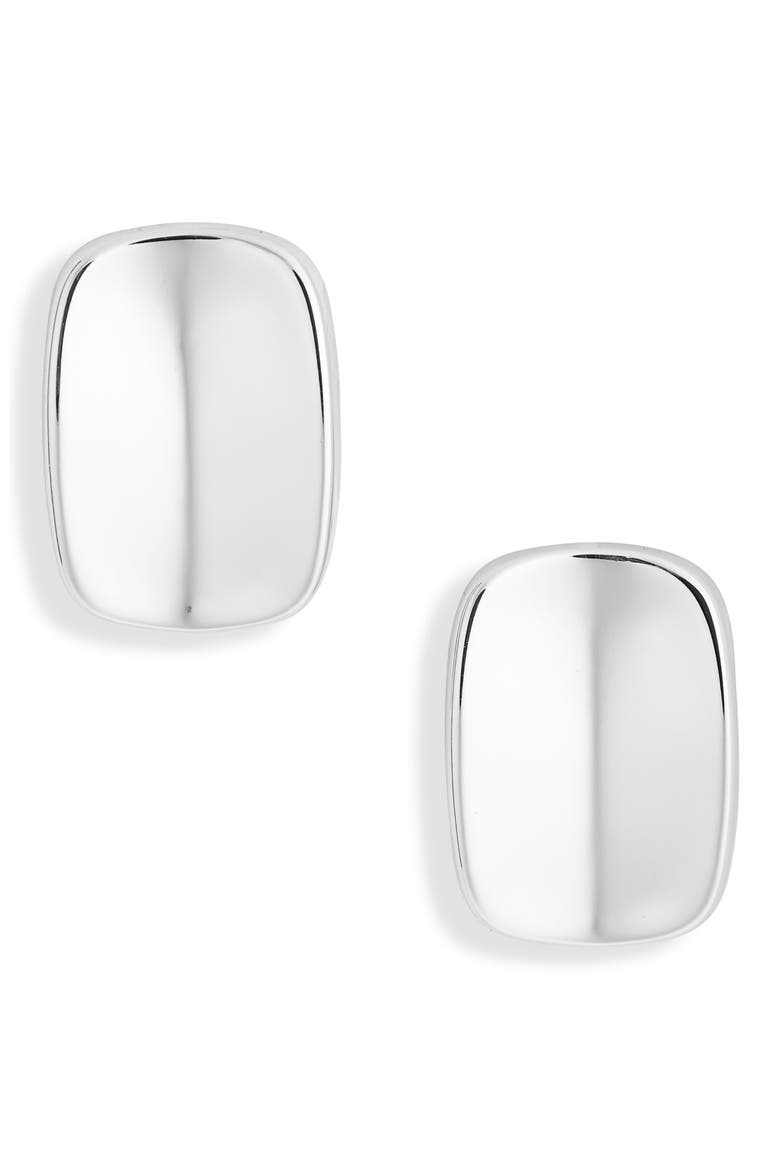 Concave Rectangle Stud Earrings, Main, color, SILVER
