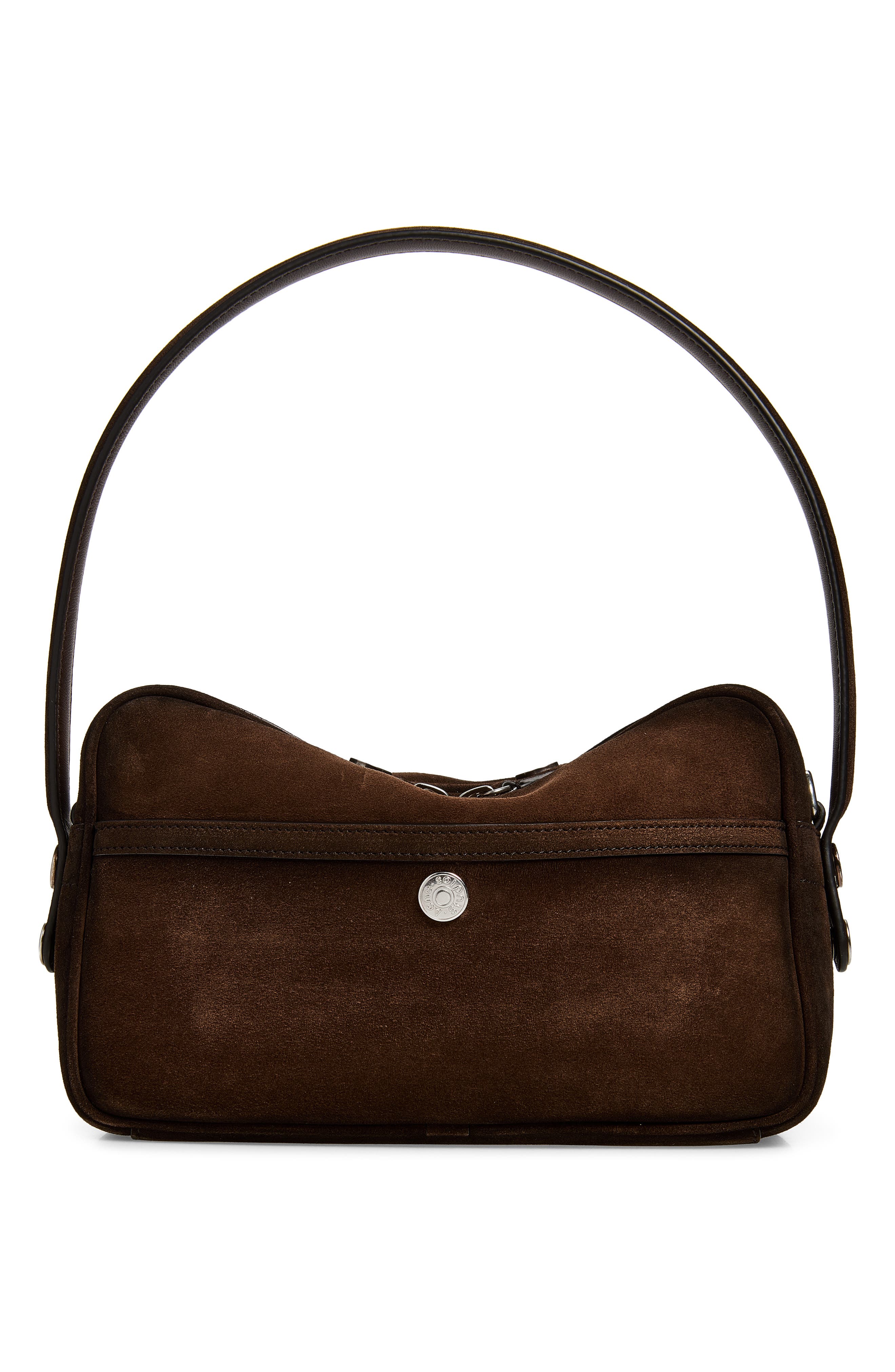 Camero Party Suede Shoulder Bag, Alternate, color, DARK BROWN