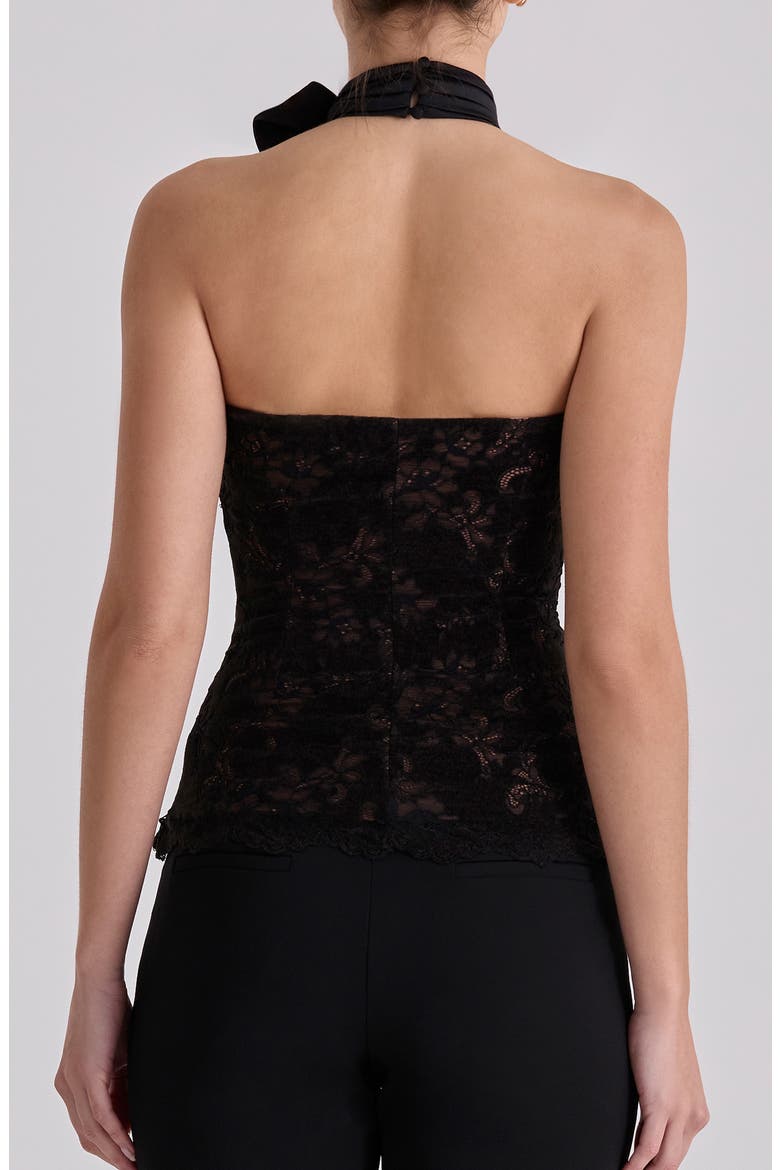 Natalya Bow Halter Lace Top, Alternate, color, BLACK