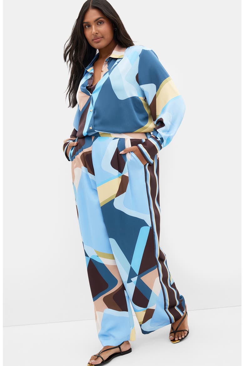 Amaya Print Shirt, Alternate, color, BLUE ABSTRACT