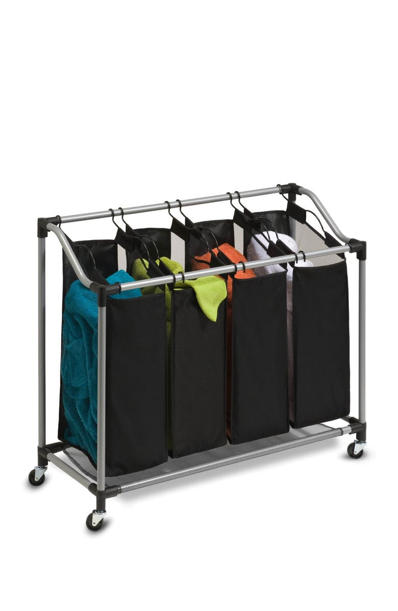 HONEY-CAN-DO Deluxe Mesh Bags Quad Sorter, Alternate, color, Steel Black