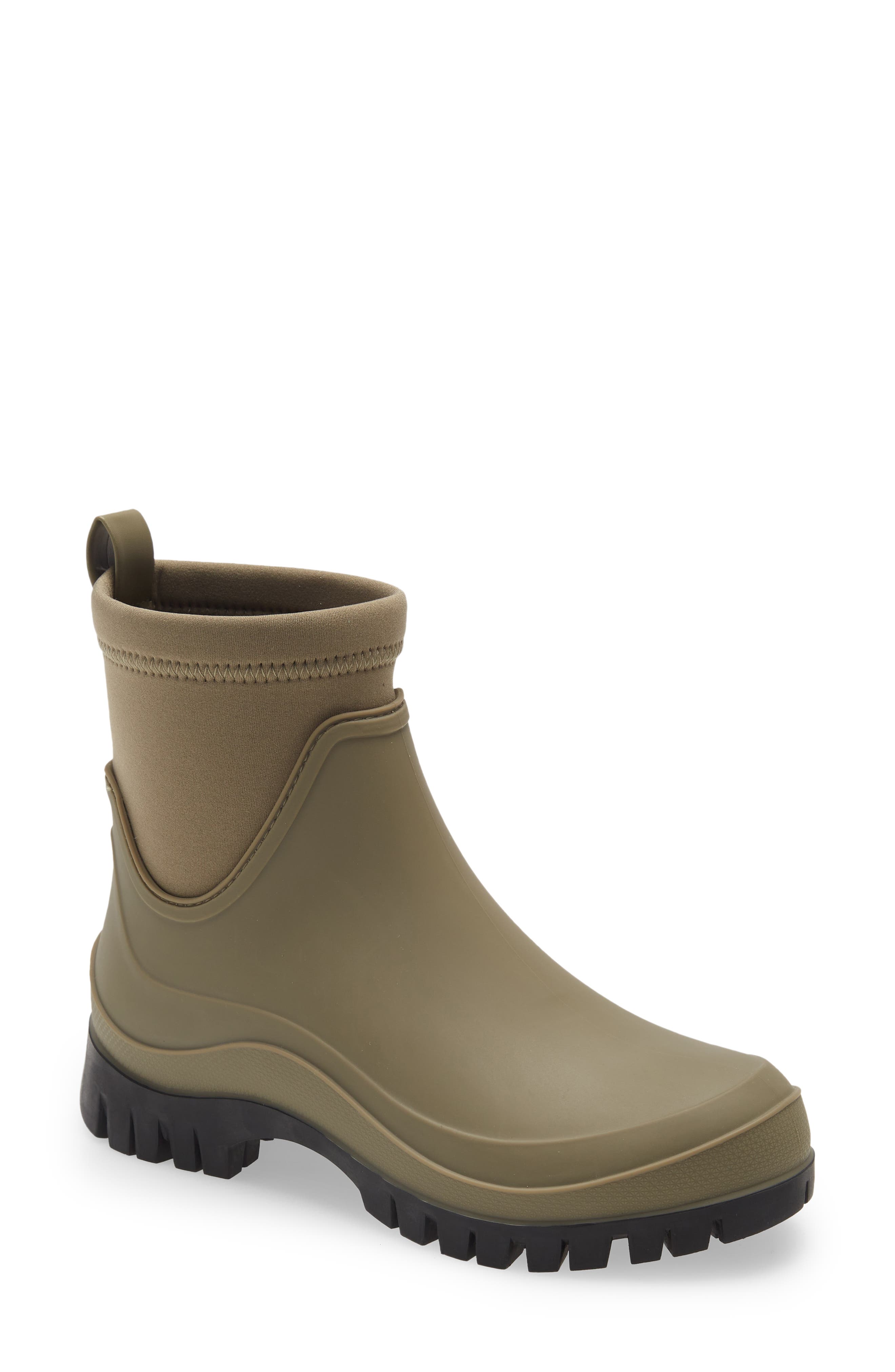 Louisa Mixed Media Waterproof Rain Boot, Main, color, FERN GREEN/ BLACK
