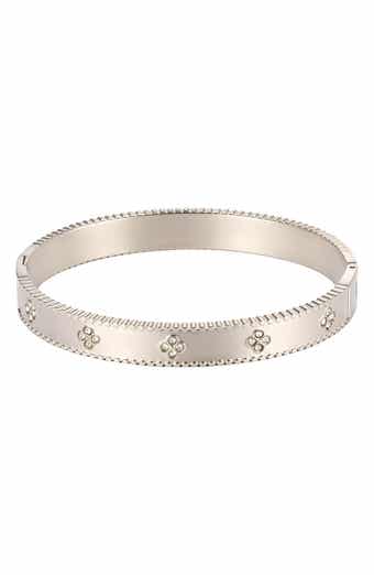 Engraved Clover Cuff Bracelet