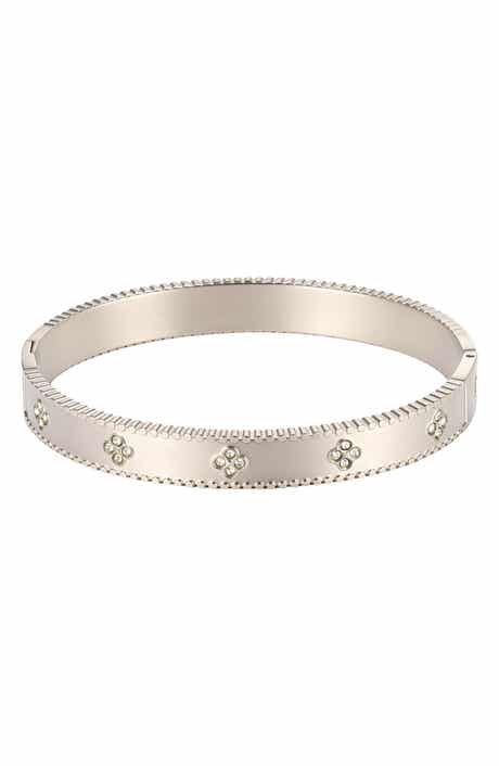 Engraved Clover Cuff Bracelet