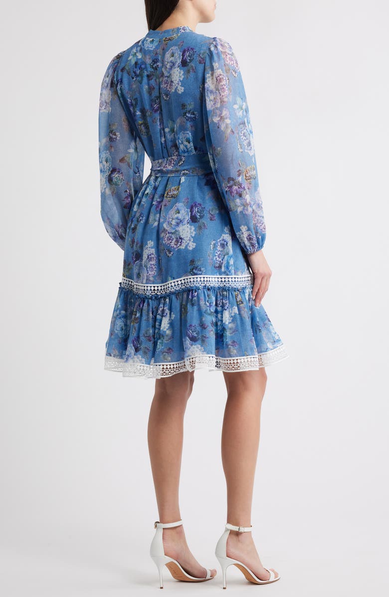 KOBI HALPERIN Elisa Tie Waist Long Sleeve Denim Dress, Alternate, color, Blue Multi