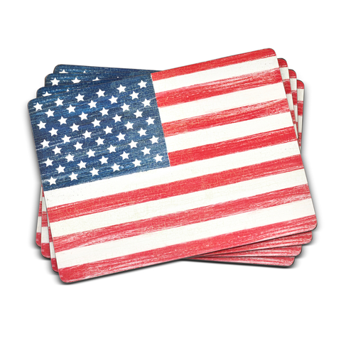 American Flag Set of 4 Cork Back Placemats