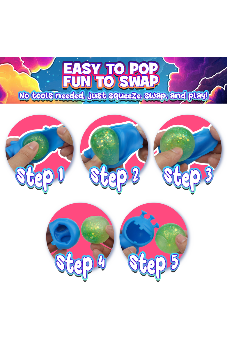 Glitter Gobblers Mystery Box Squishy Toys 6 Pack, Alternate, color, Multicolor